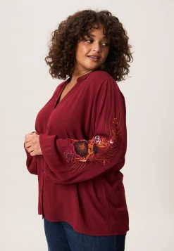 Hot Miss Etam Blouse details rood Dark red