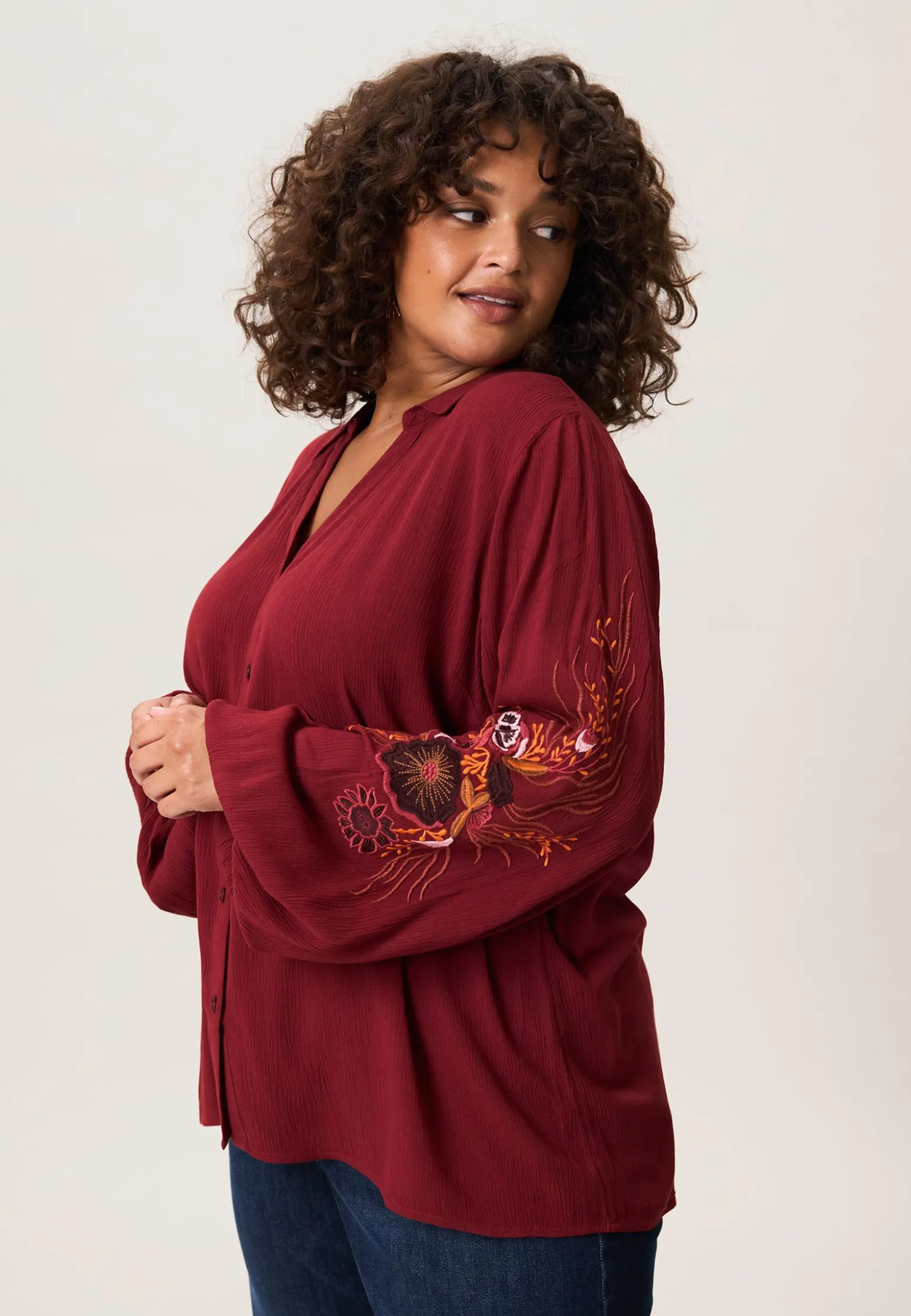 Hot Miss Etam Blouse details rood Dark red