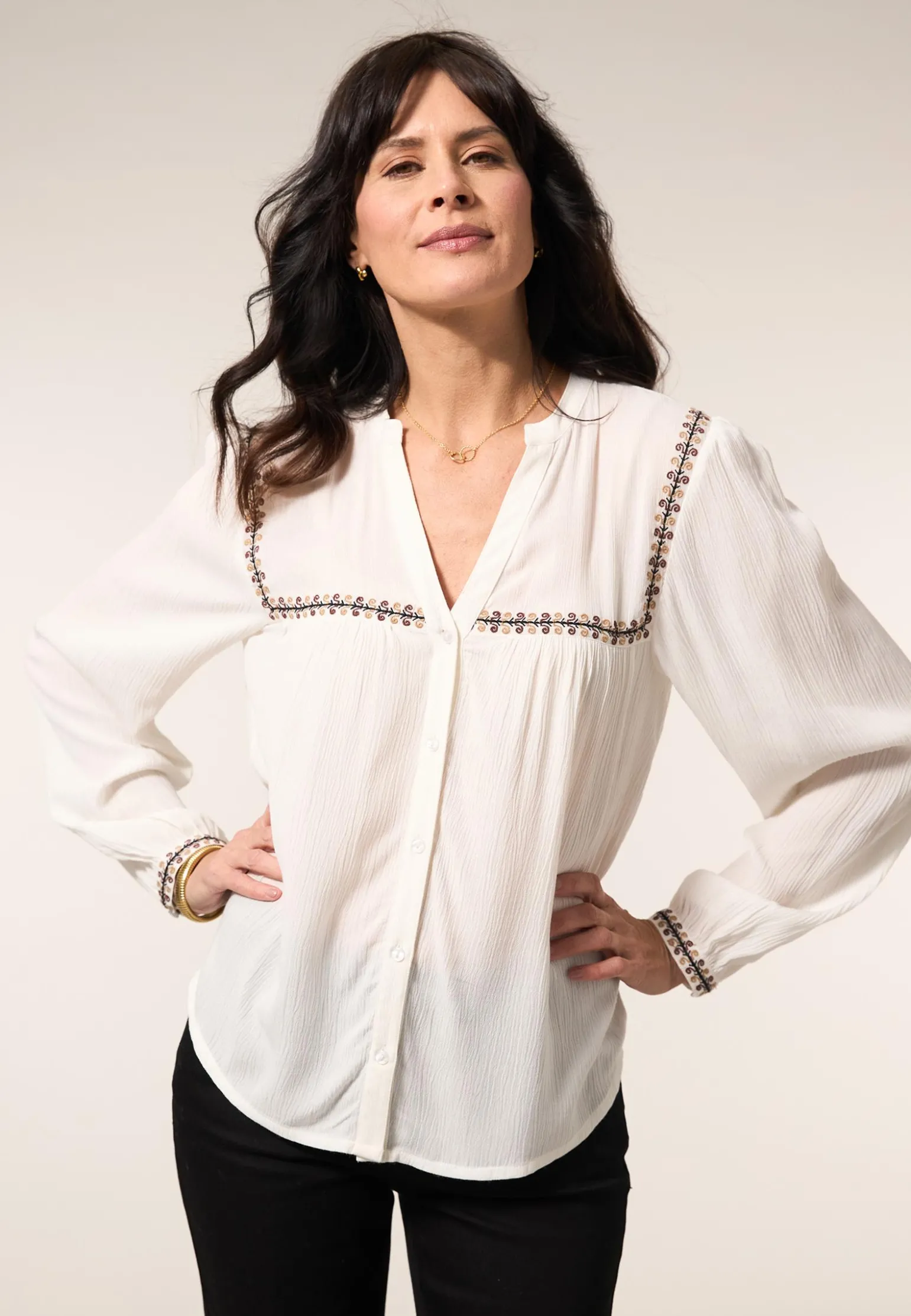 Hot Miss Etam Blouse embroidery wit Multi offwhite