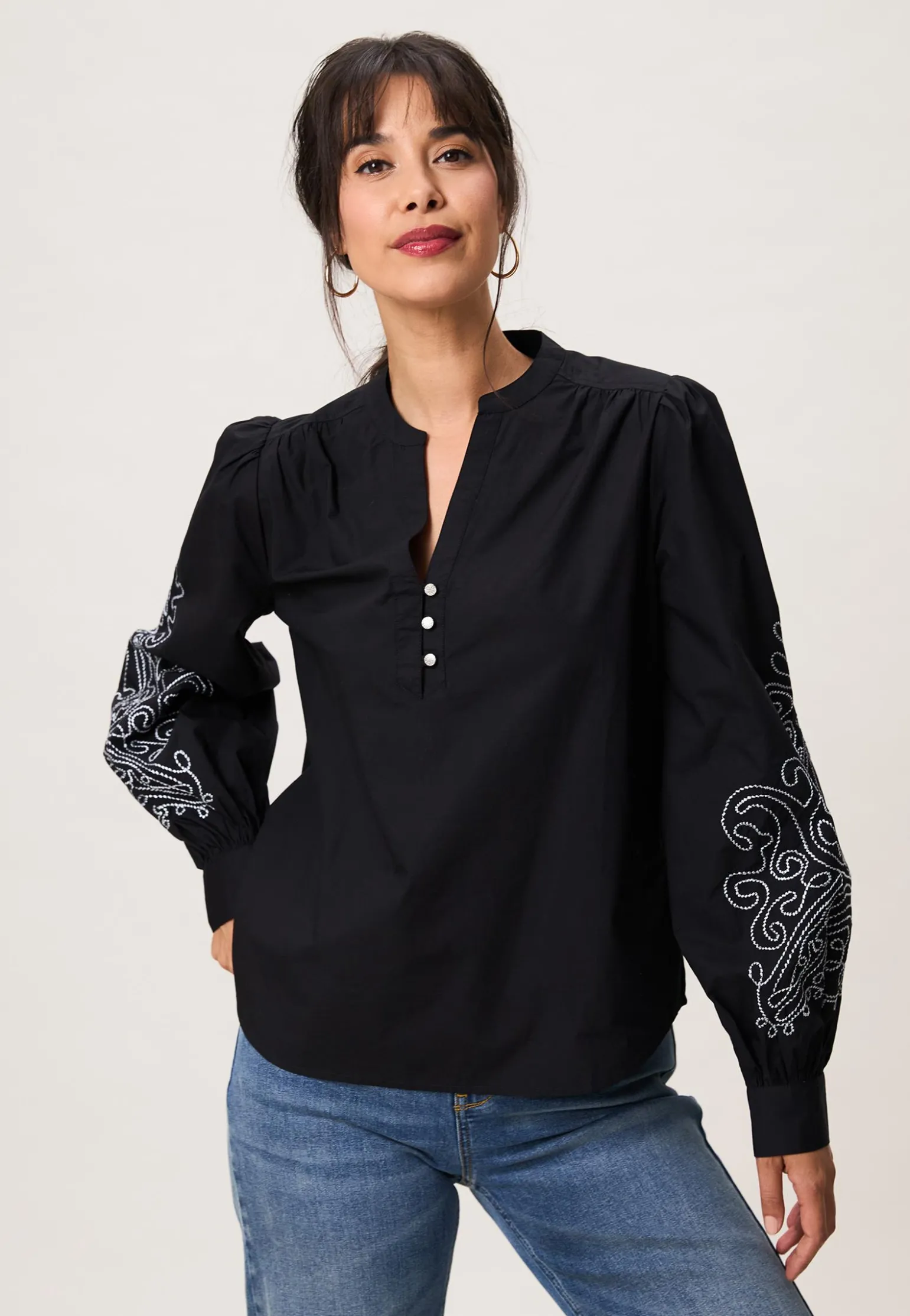 Online Miss Etam Blouse embroidery zwart Multi zwart