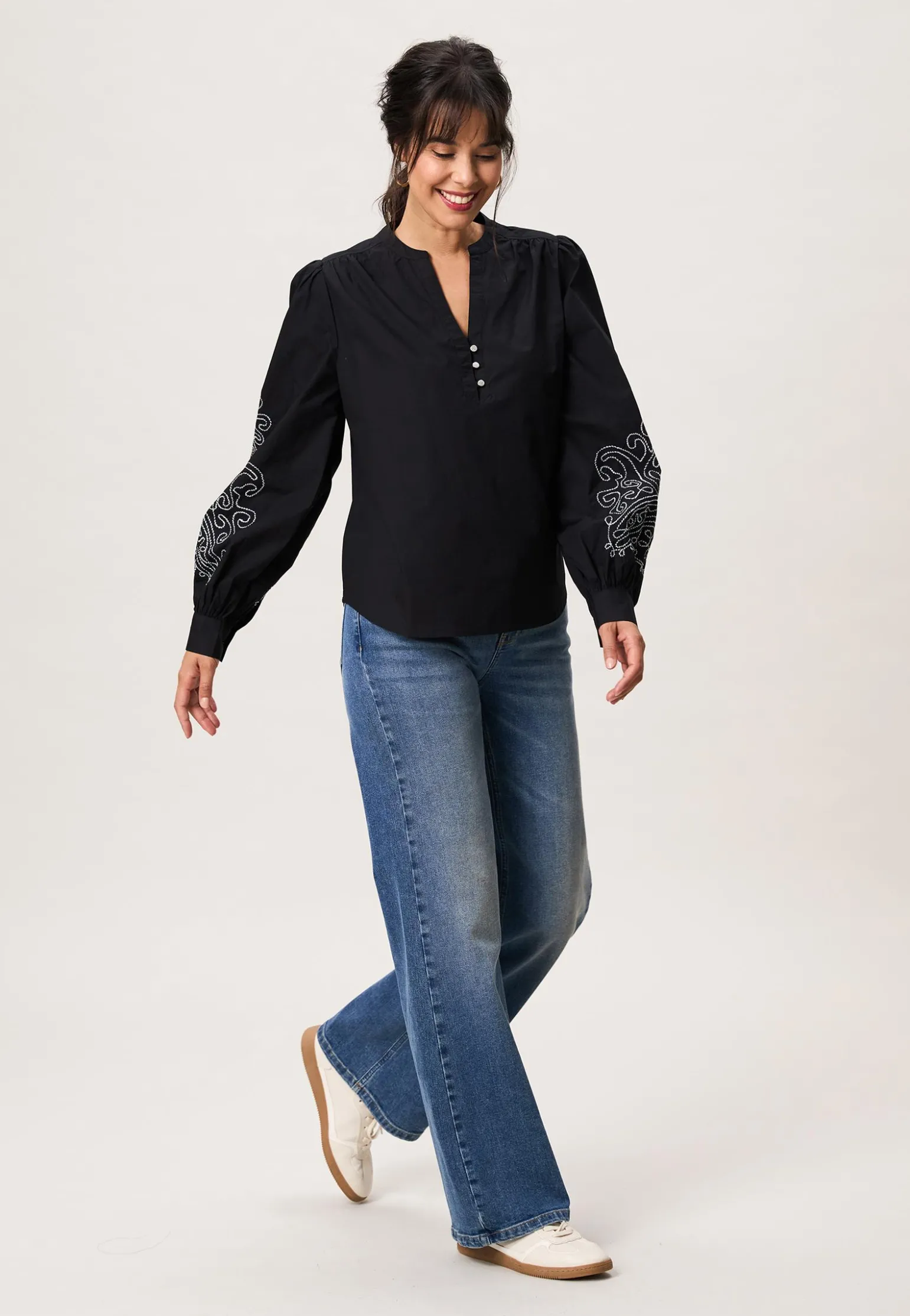 Online Miss Etam Blouse embroidery zwart Multi zwart