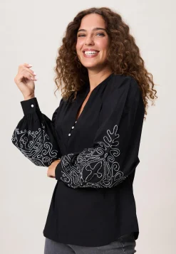 Hot Miss Etam Blouse embroidery zwart Multi zwart