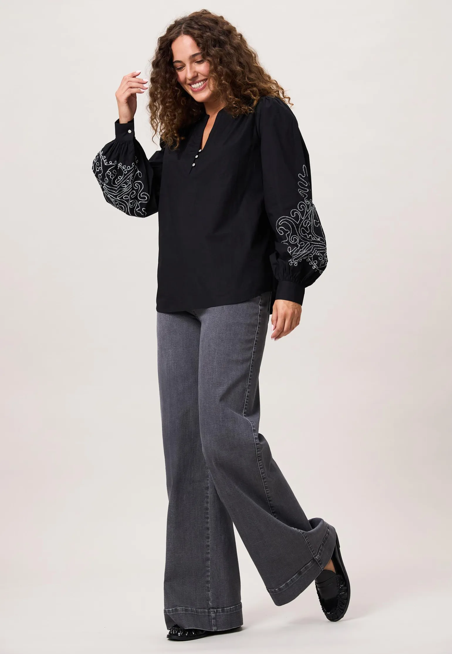 Hot Miss Etam Blouse embroidery zwart Multi zwart