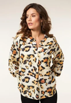 Hot Miss Etam Blouse glans print naturel Multi offwhite