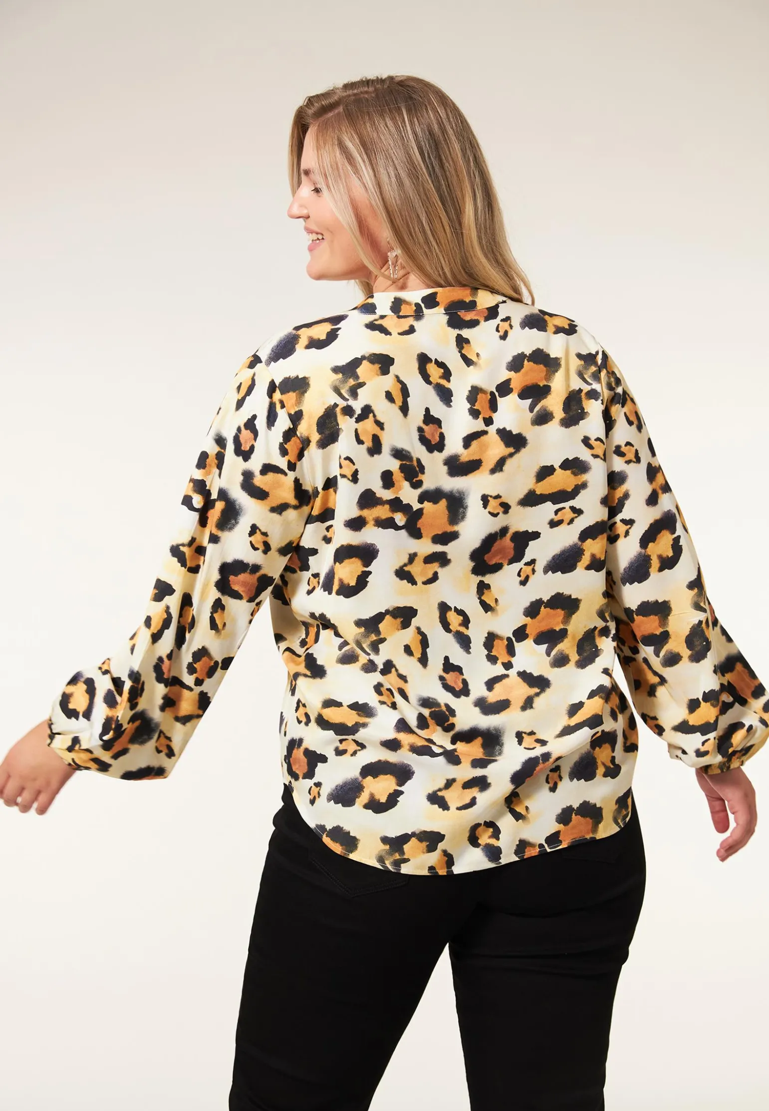 Miss Etam Blouse glans print naturel Multi offwhite