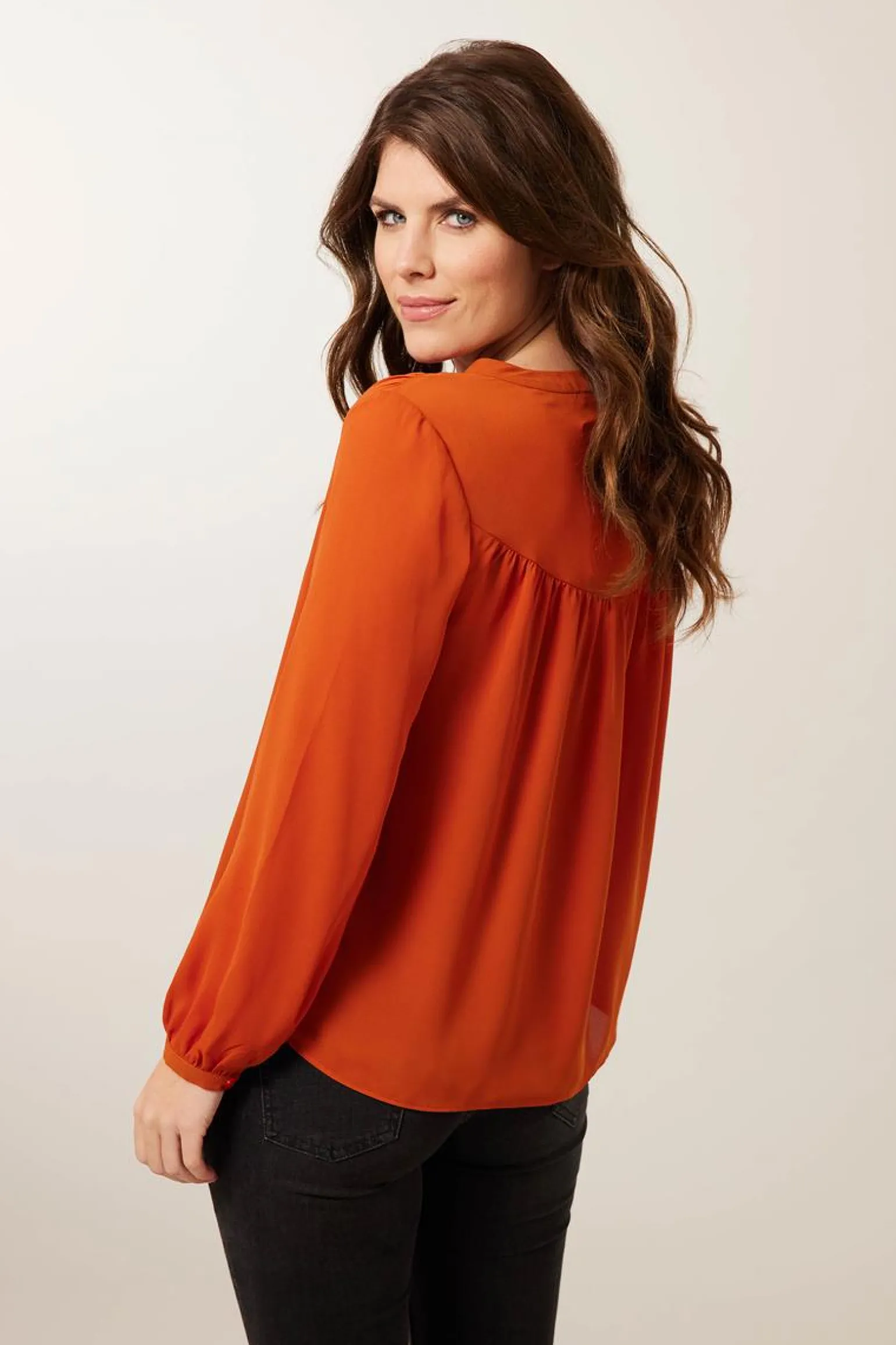 Outlet Miss Etam Blouse knoop bruin Henna
