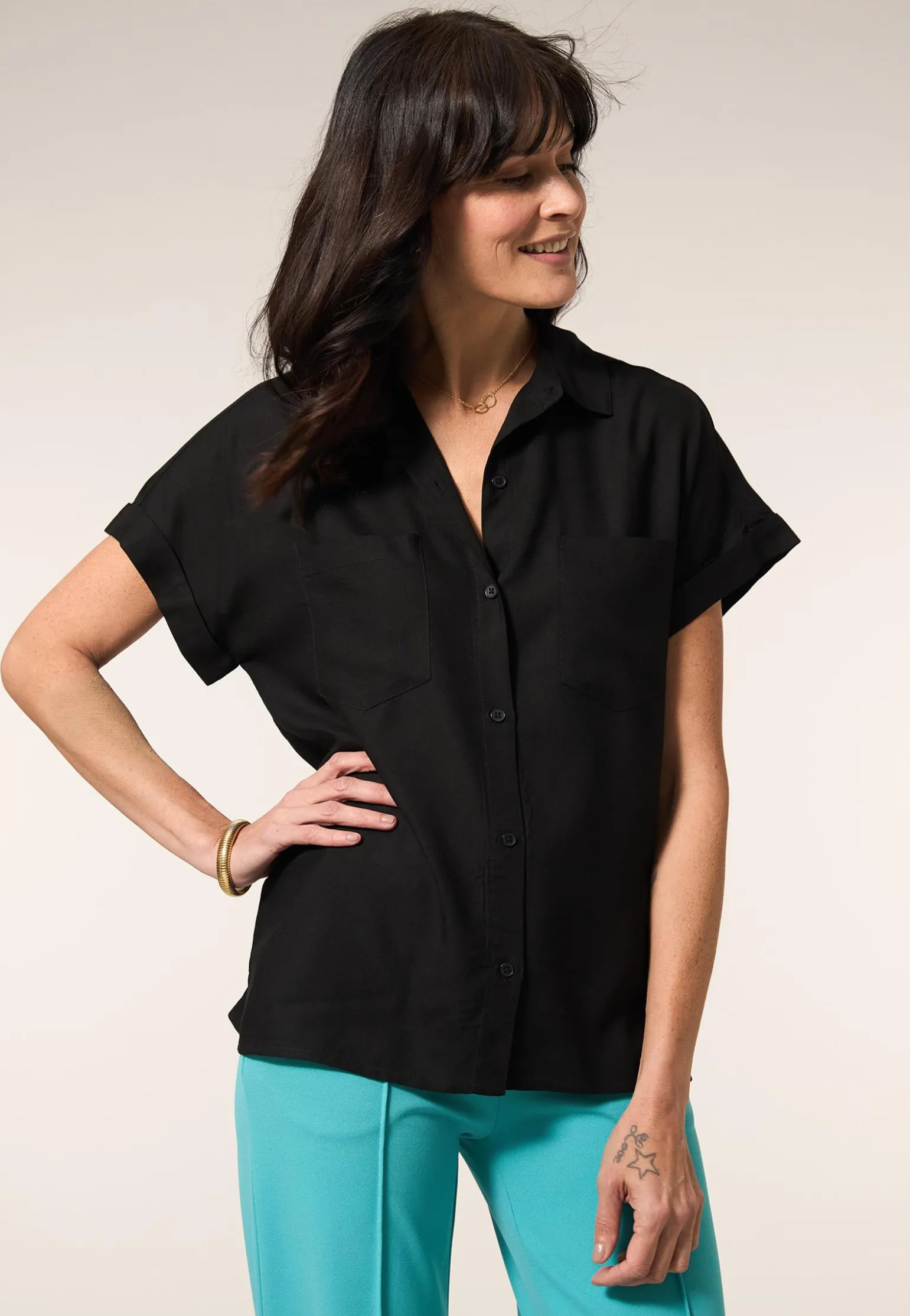 Best Miss Etam Blouse korte mouw Zwart