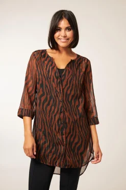 New Miss Etam Blouse 'Laureen' print bruin Multi mocca