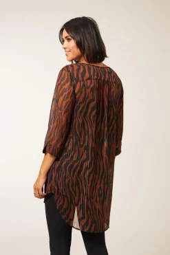 New Miss Etam Blouse 'Laureen' print bruin Multi mocca
