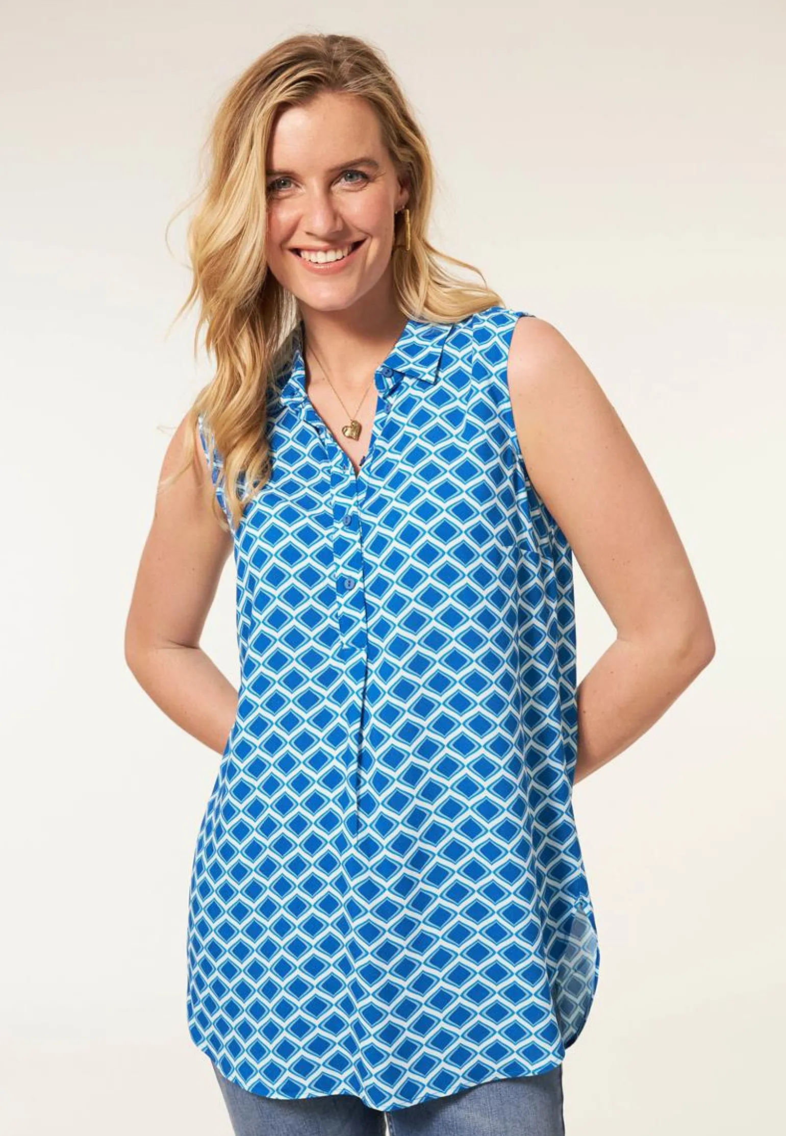 Online Miss Etam Blouse mouwloos print blauw Multi kingblue