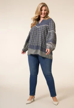 Hot Miss Etam Blouse print blauw Multi stone blue