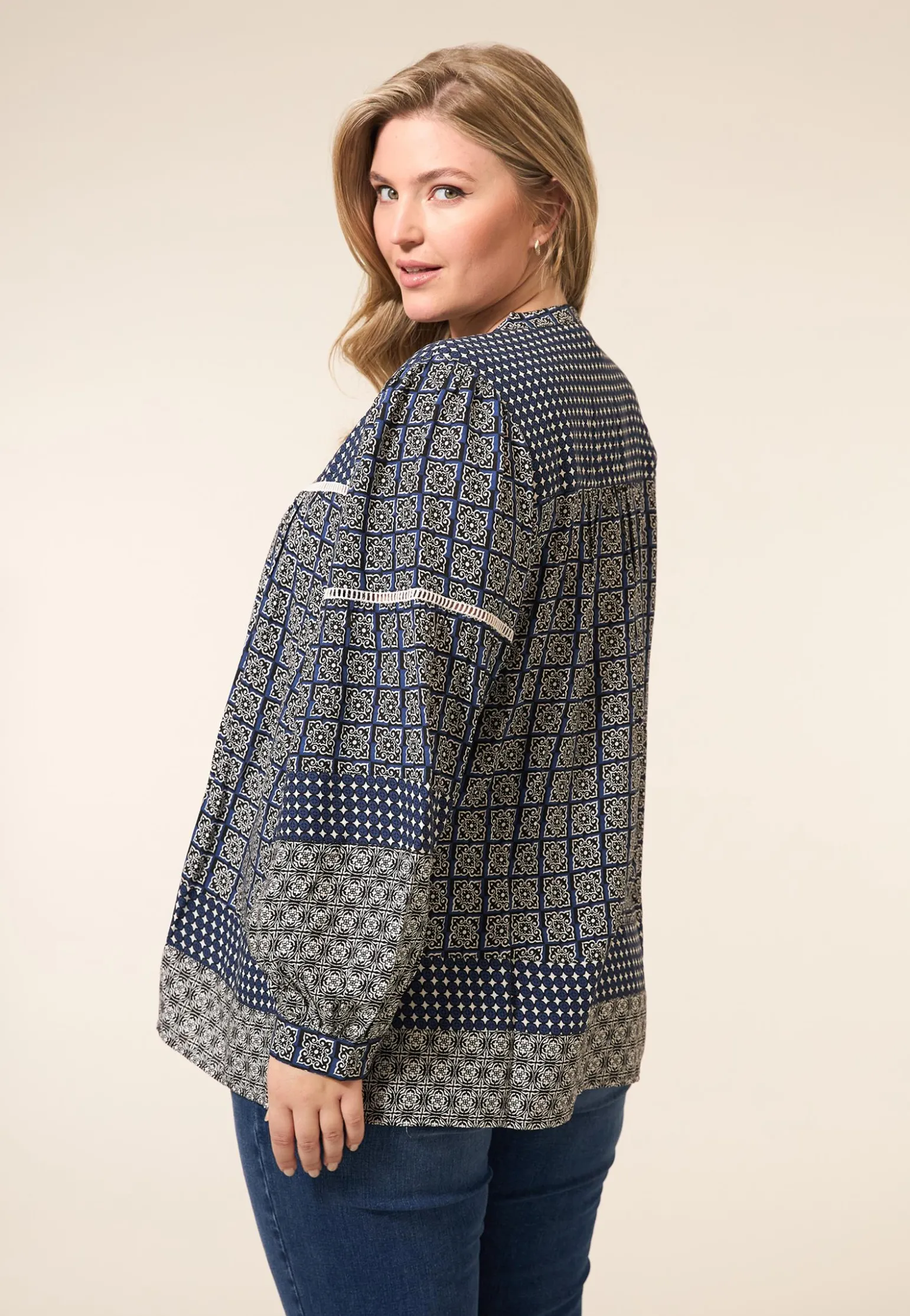 Hot Miss Etam Blouse print blauw Multi stone blue