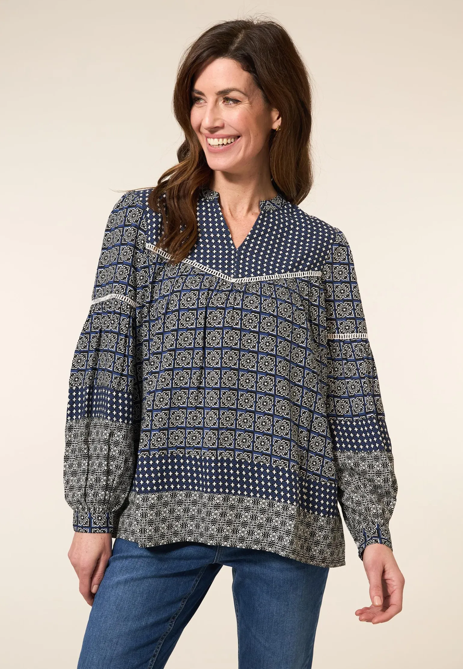 Best Miss Etam Blouse print blauw Multi stone blue