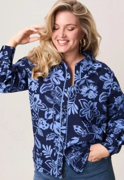 Best Miss Etam Blouse print blauw Multi donker blue