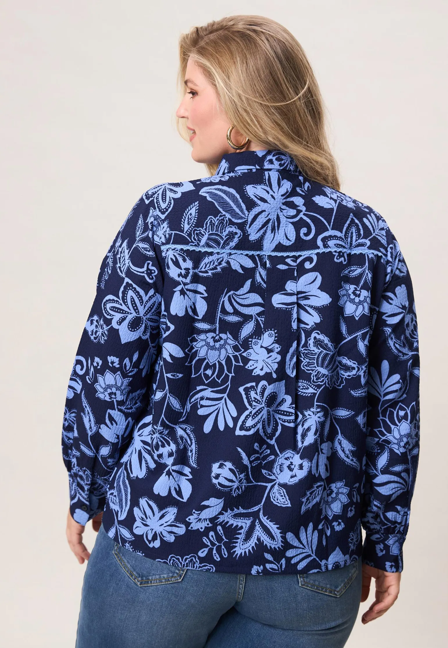 Best Miss Etam Blouse print blauw Multi donker blue