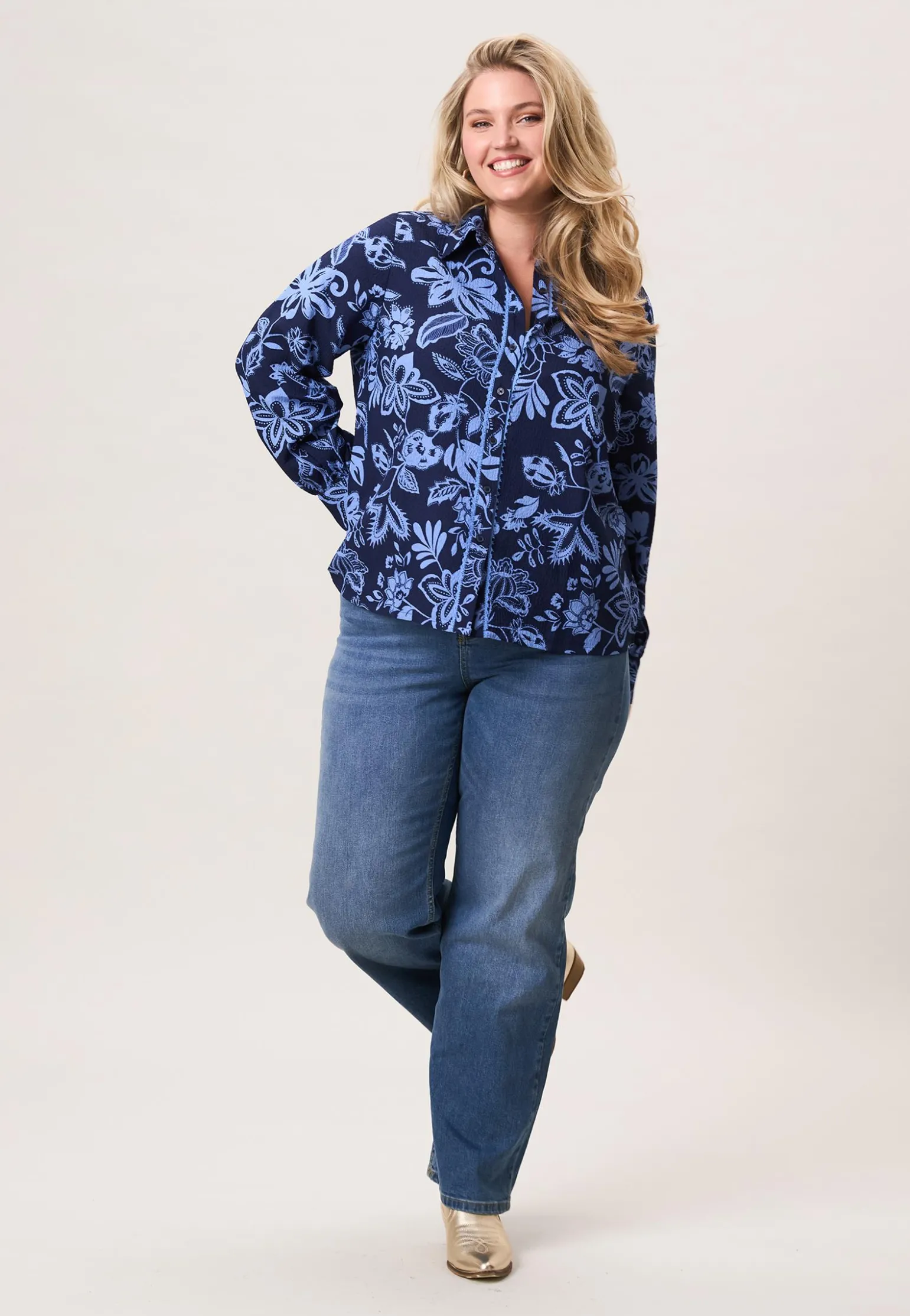 Best Miss Etam Blouse print blauw Multi donker blue