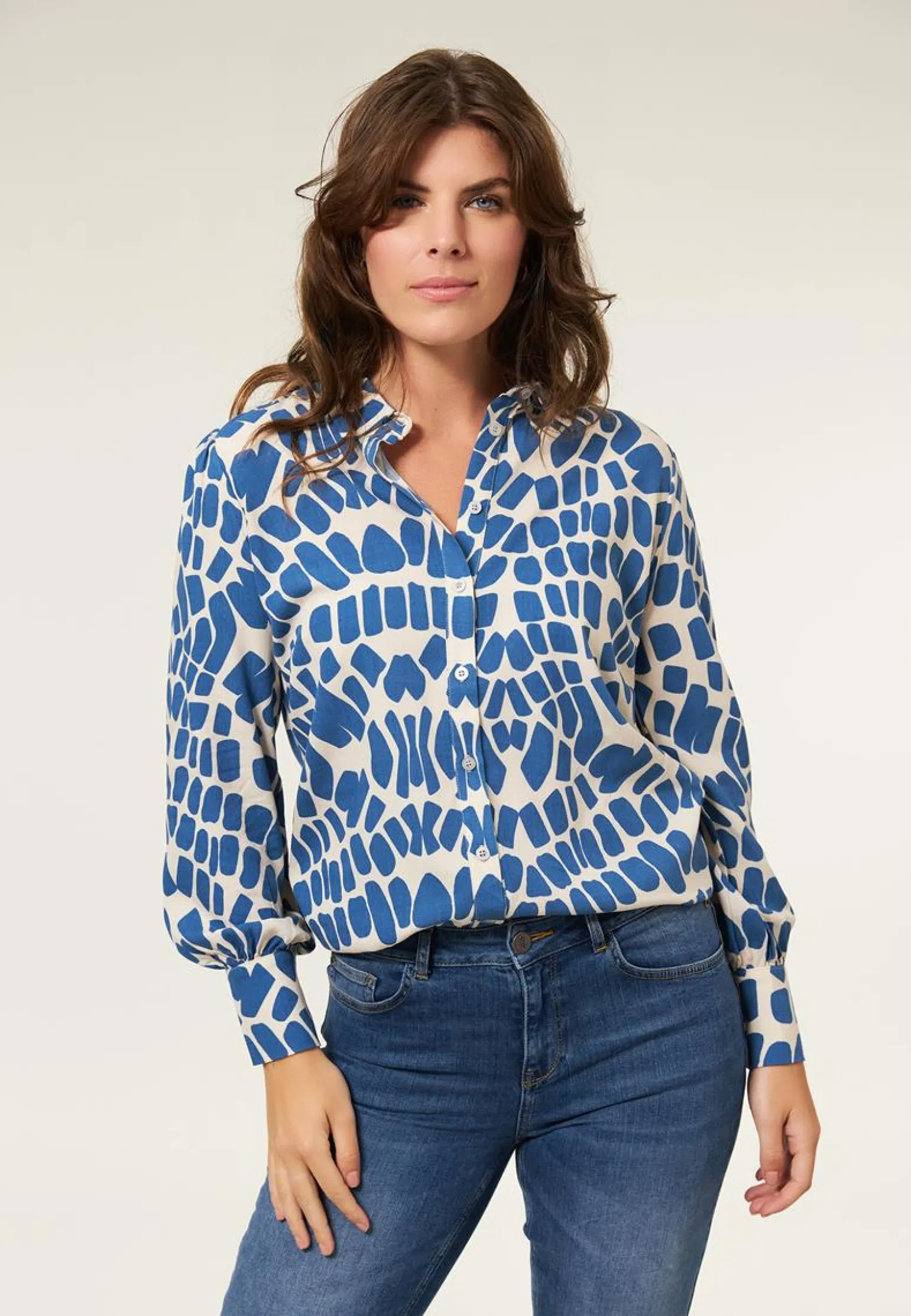Outlet Miss Etam Blouse print blauw Multi kingblue