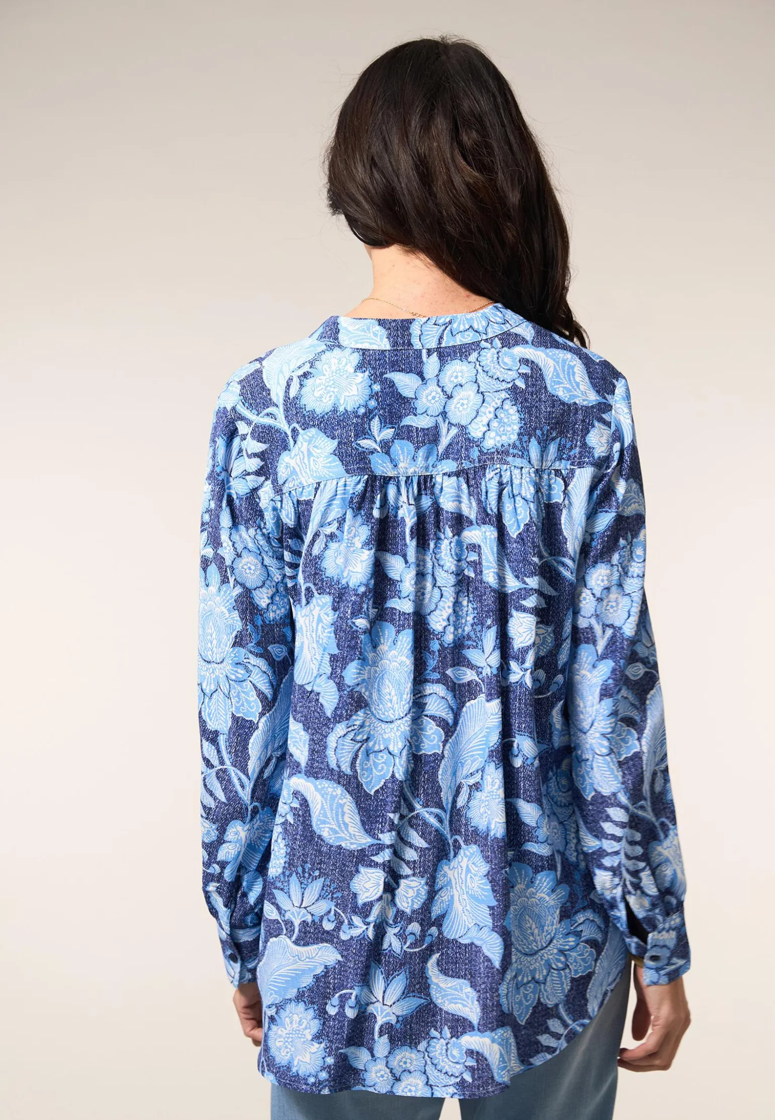 Outlet Miss Etam Blouse print blauw Multi denim blue