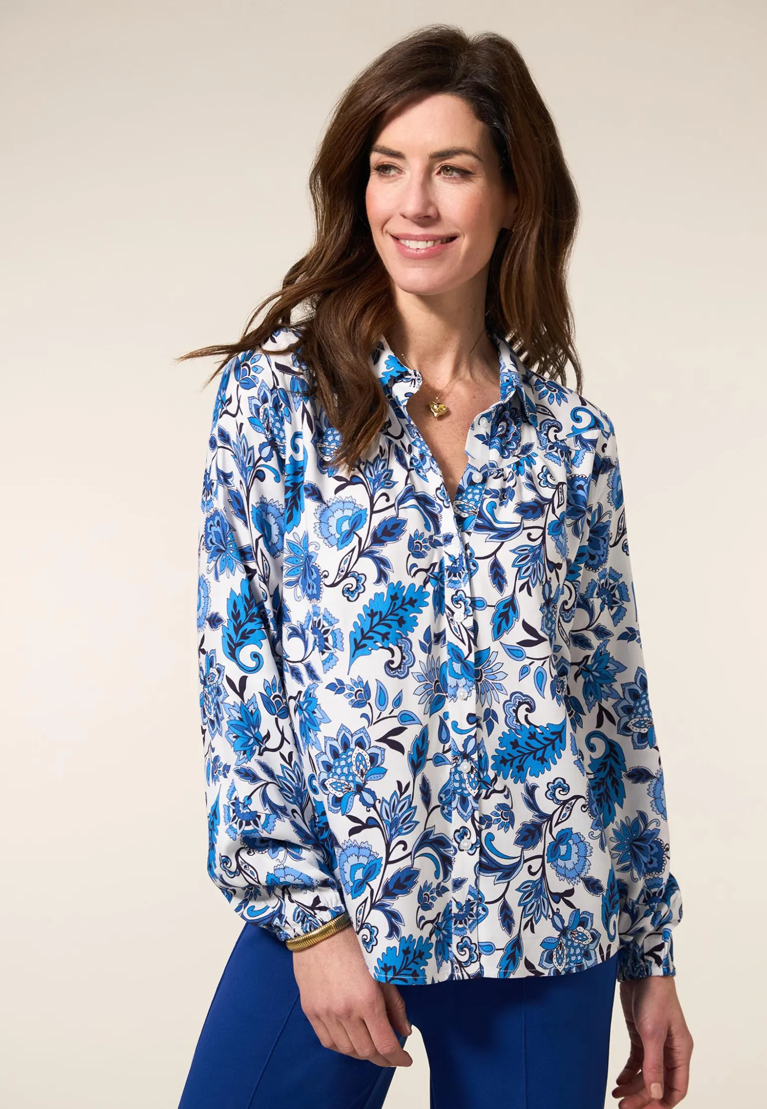 New Miss Etam Blouse print blauw Multi blauw