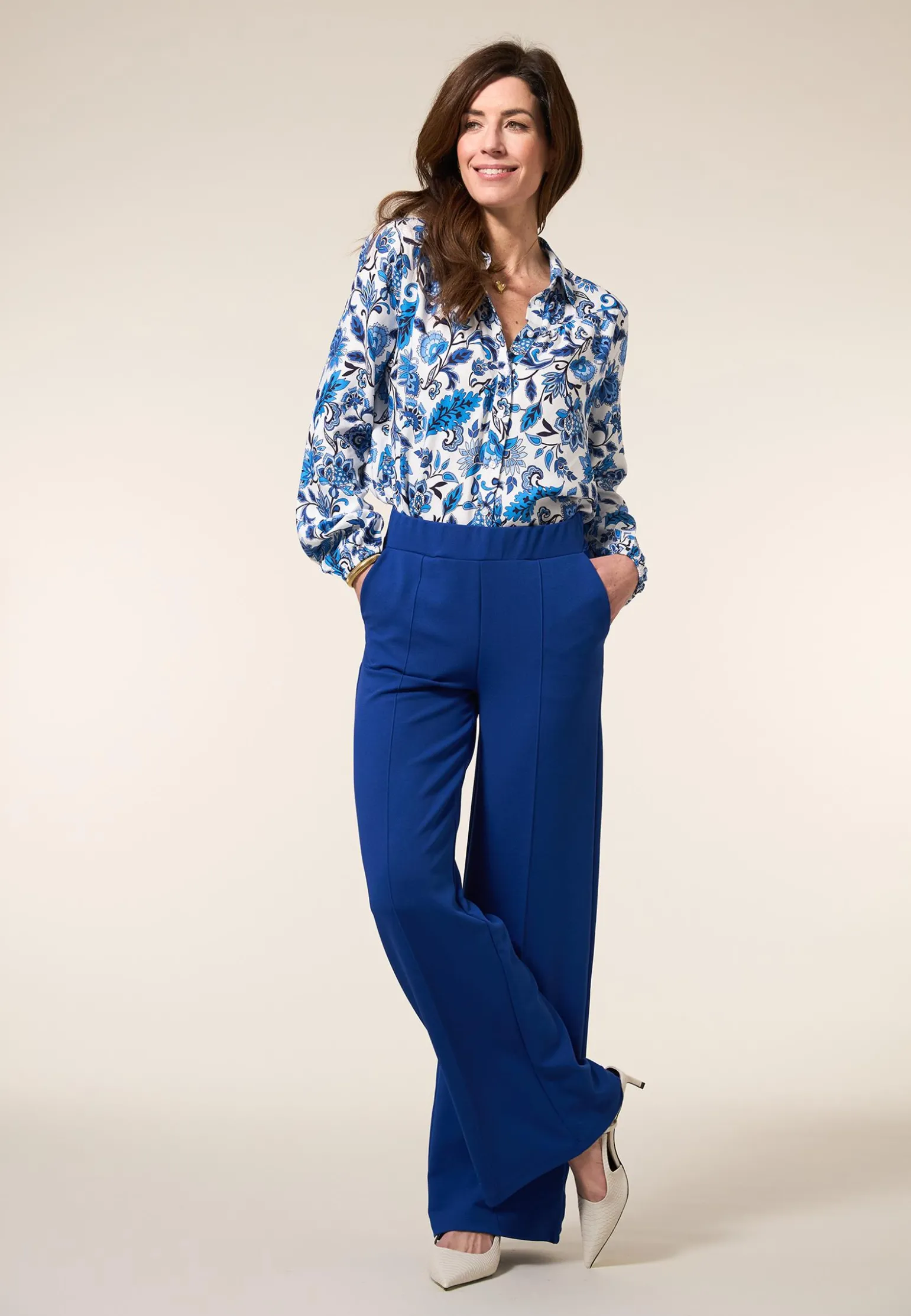 New Miss Etam Blouse print blauw Multi blauw