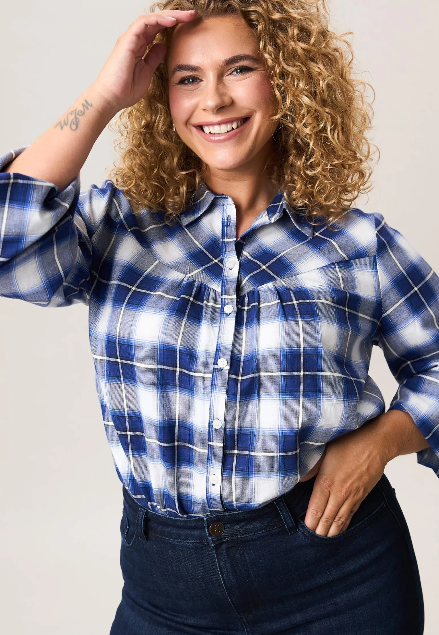 Clearance Miss Etam Blouse print blauw Multi donker blue