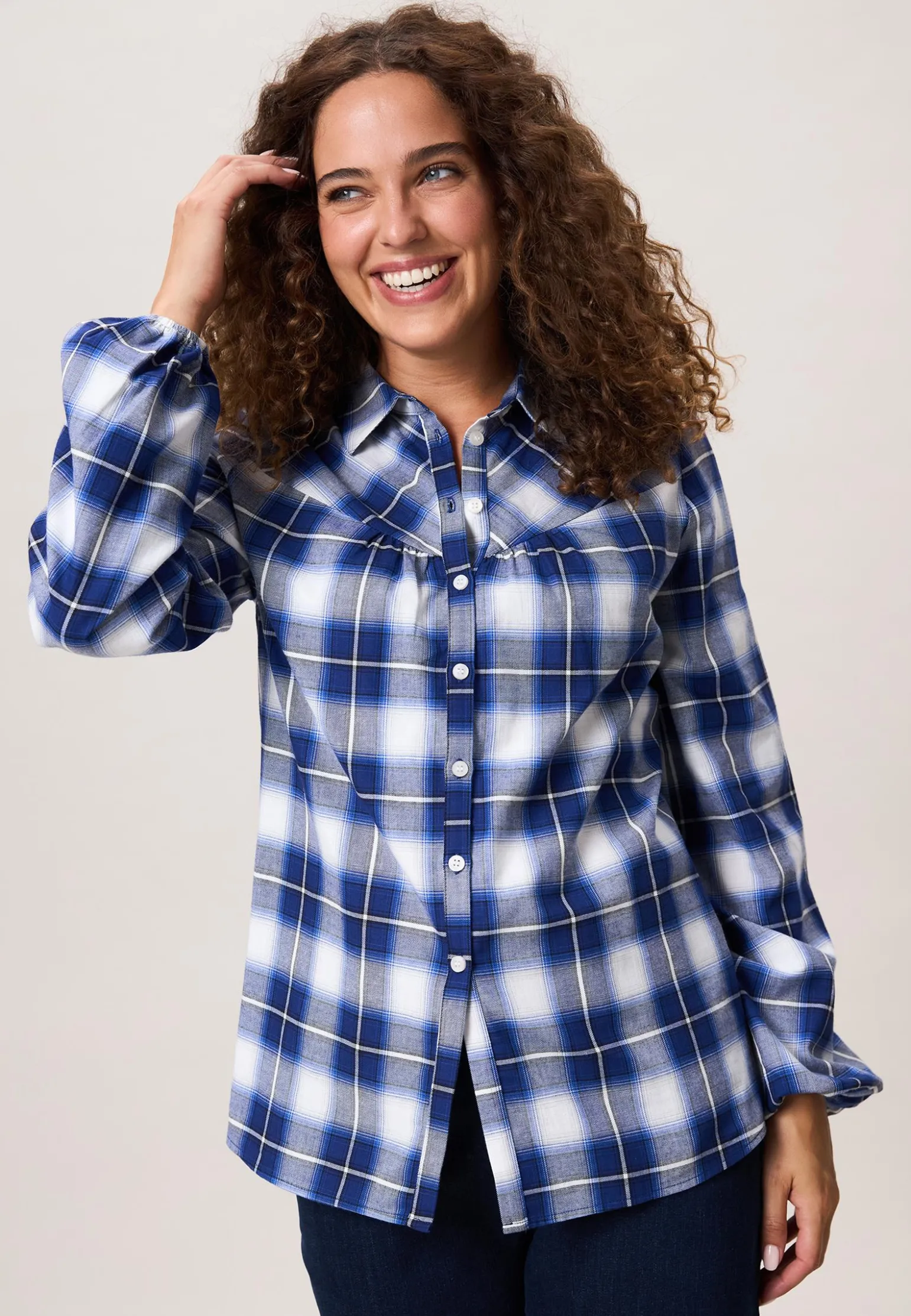 Outlet Miss Etam Blouse print blauw Multi donker blue