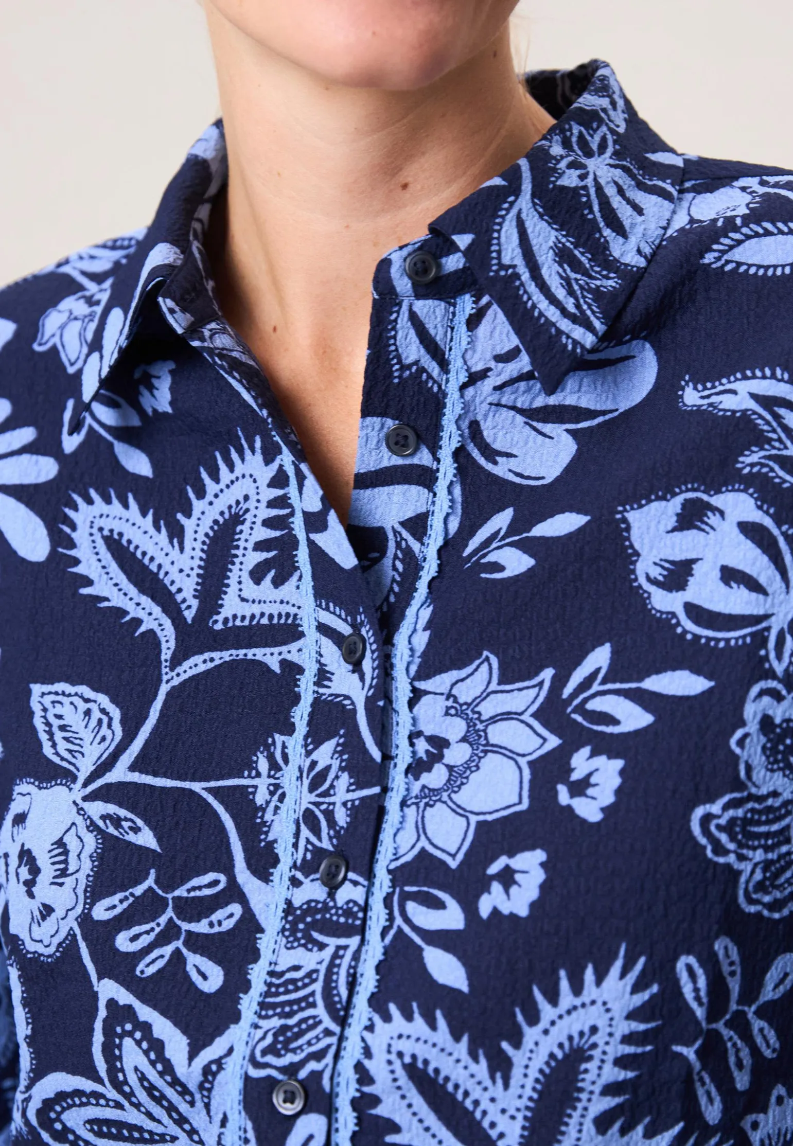 Sale Miss Etam Blouse print blauw Multi donker blue