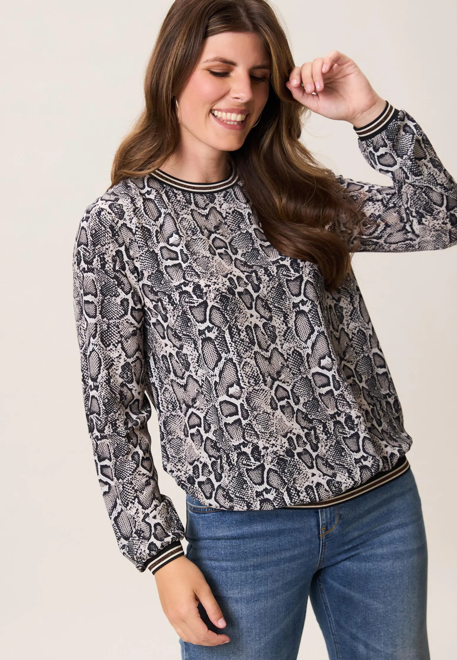 Discount Miss Etam Blouse print grijs Multi dark neutral