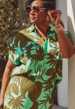 Hot Miss Etam Blouse print groen Multi dark mint