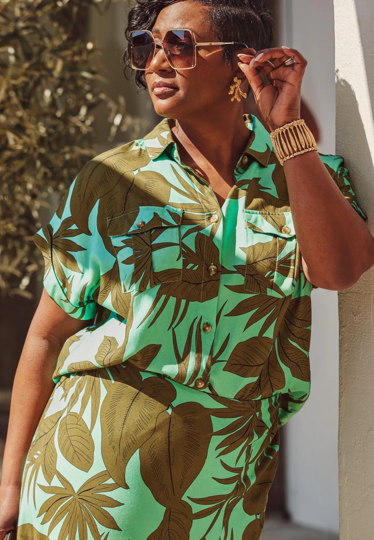 Hot Miss Etam Blouse print groen Multi dark mint