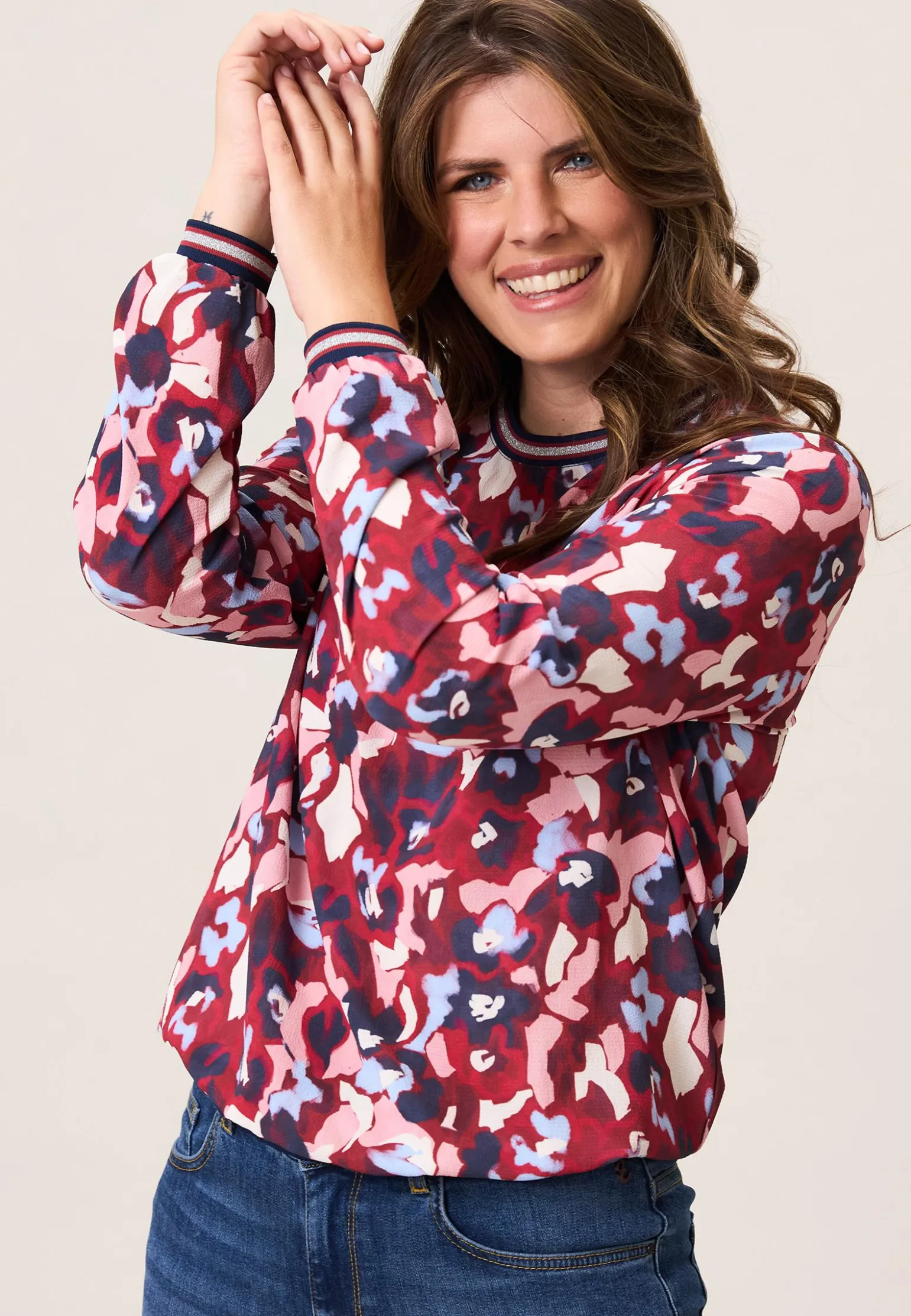New Miss Etam Blouse print rood blauw Multi dark red