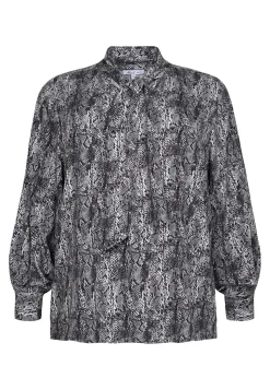 Discount Miss Etam Blouse print strikdetail grijs zwart Multi zwart