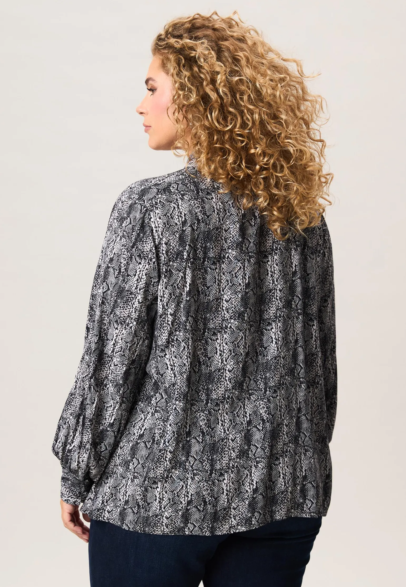 Discount Miss Etam Blouse print strikdetail grijs zwart Multi zwart