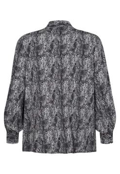 Discount Miss Etam Blouse print strikdetail grijs zwart Multi zwart