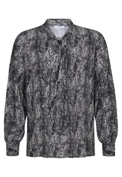 Clearance Miss Etam Blouse print strikdetail grijs zwart Multi zwart