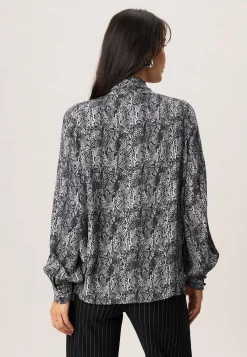 Clearance Miss Etam Blouse print strikdetail grijs zwart Multi zwart