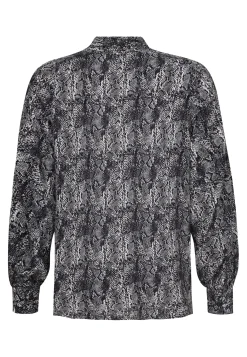 Clearance Miss Etam Blouse print strikdetail grijs zwart Multi zwart