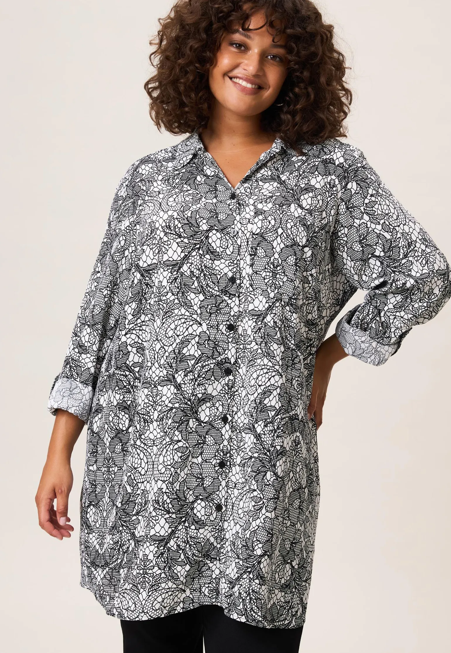 Clearance Miss Etam Blouse print wit zwart Multi offwhite