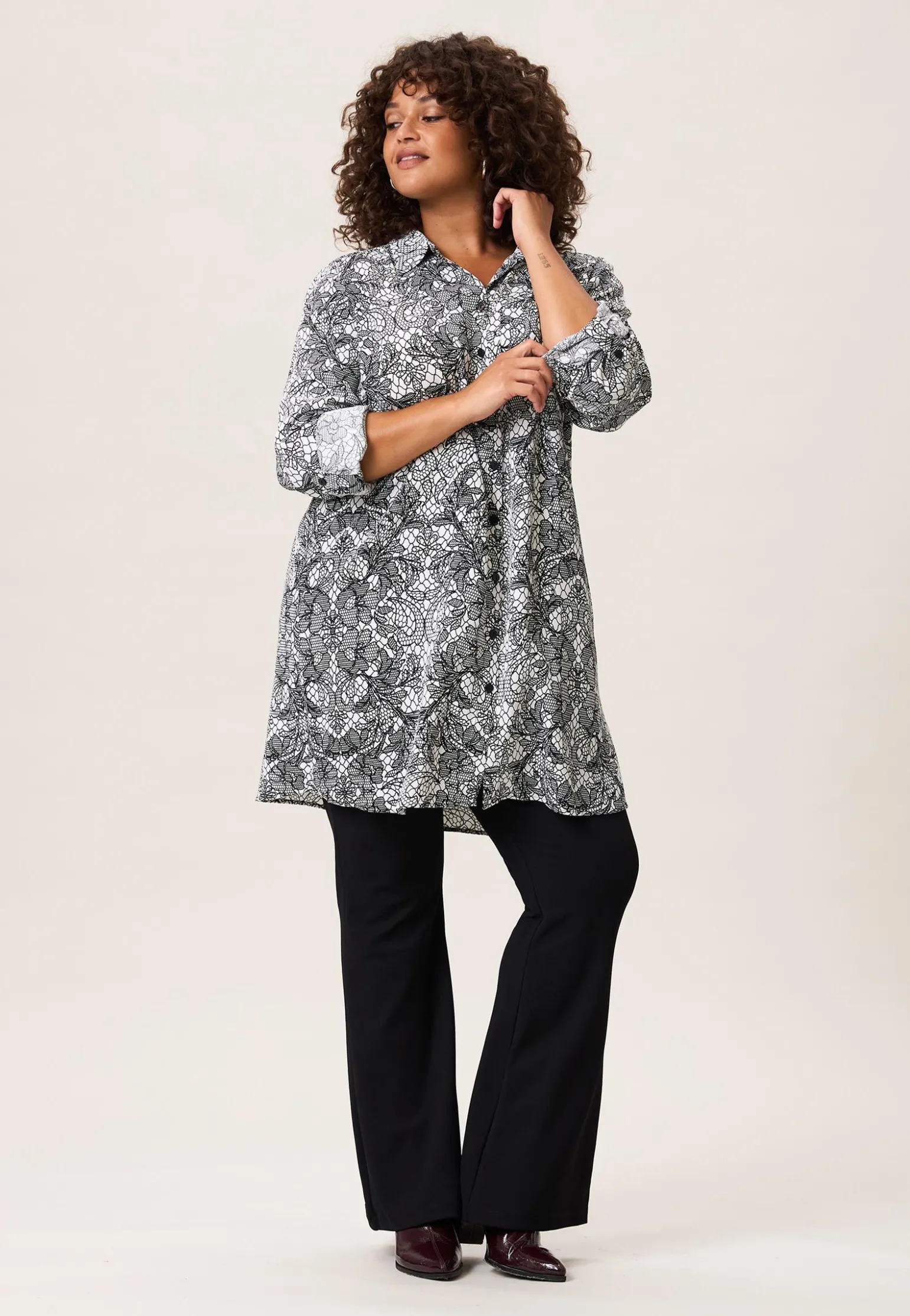 Clearance Miss Etam Blouse print wit zwart Multi offwhite