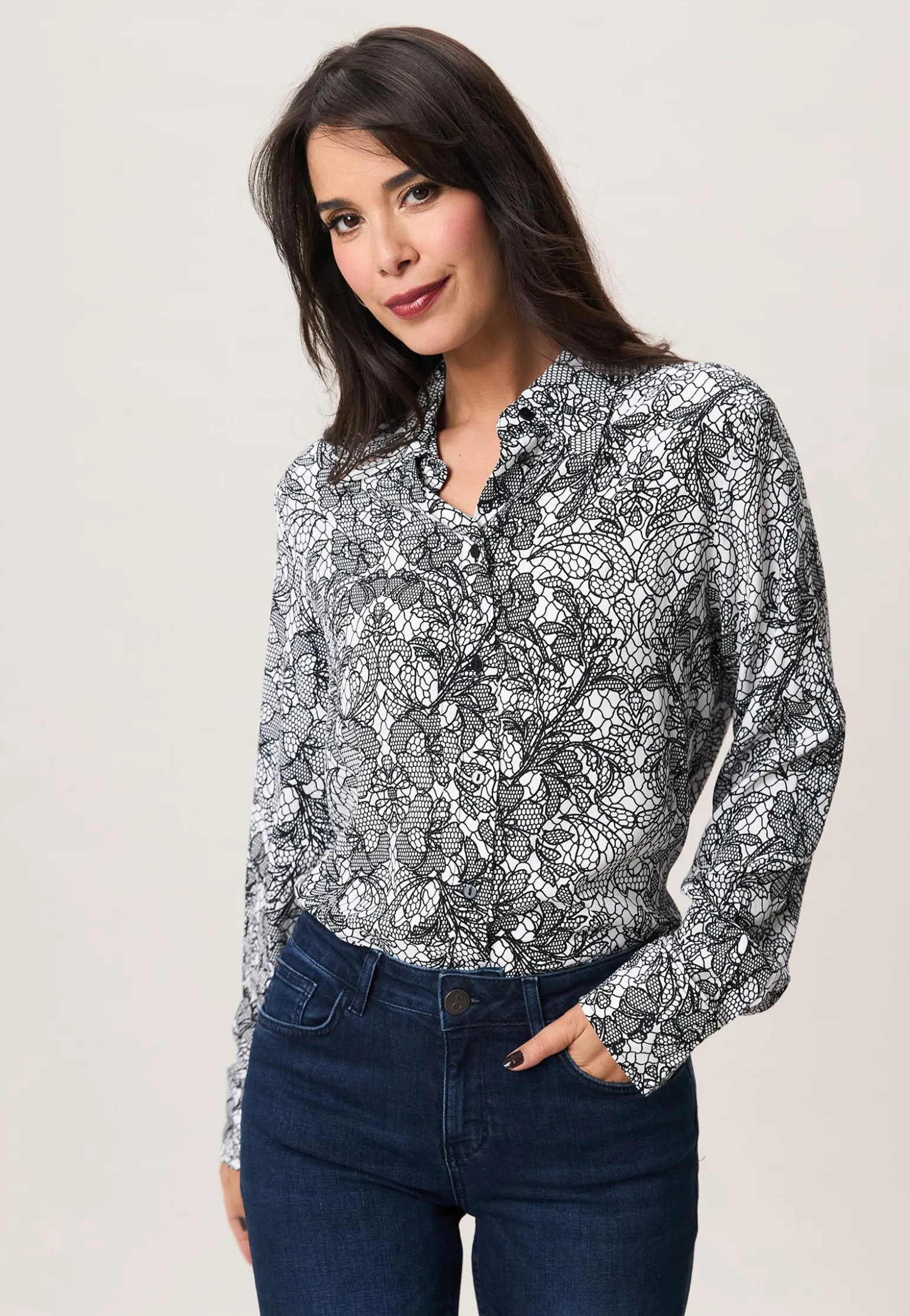 Best Miss Etam Blouse print wit zwart Multi offwhite