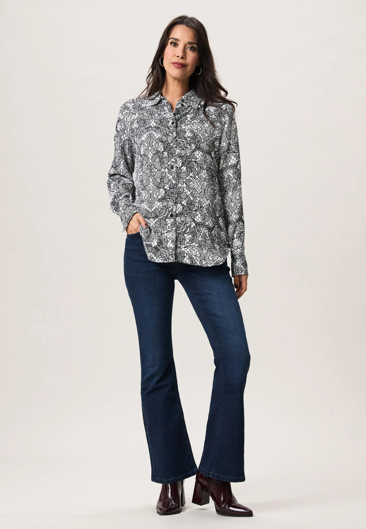 Best Miss Etam Blouse print wit zwart Multi offwhite