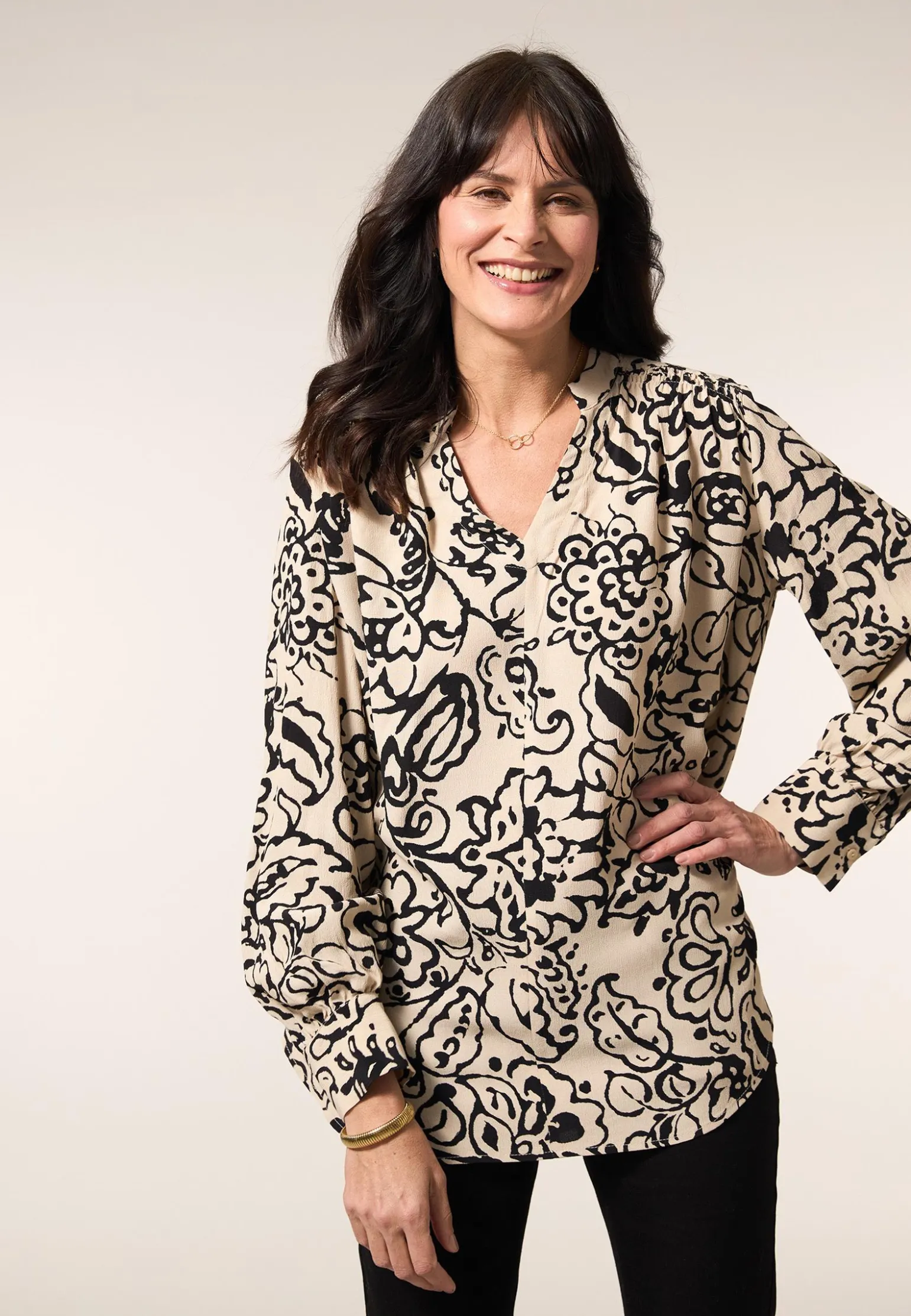 Outlet Miss Etam Blouse print zwart Multi zwart