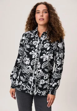 Outlet Miss Etam Blouse print zwart wit Multi zwart