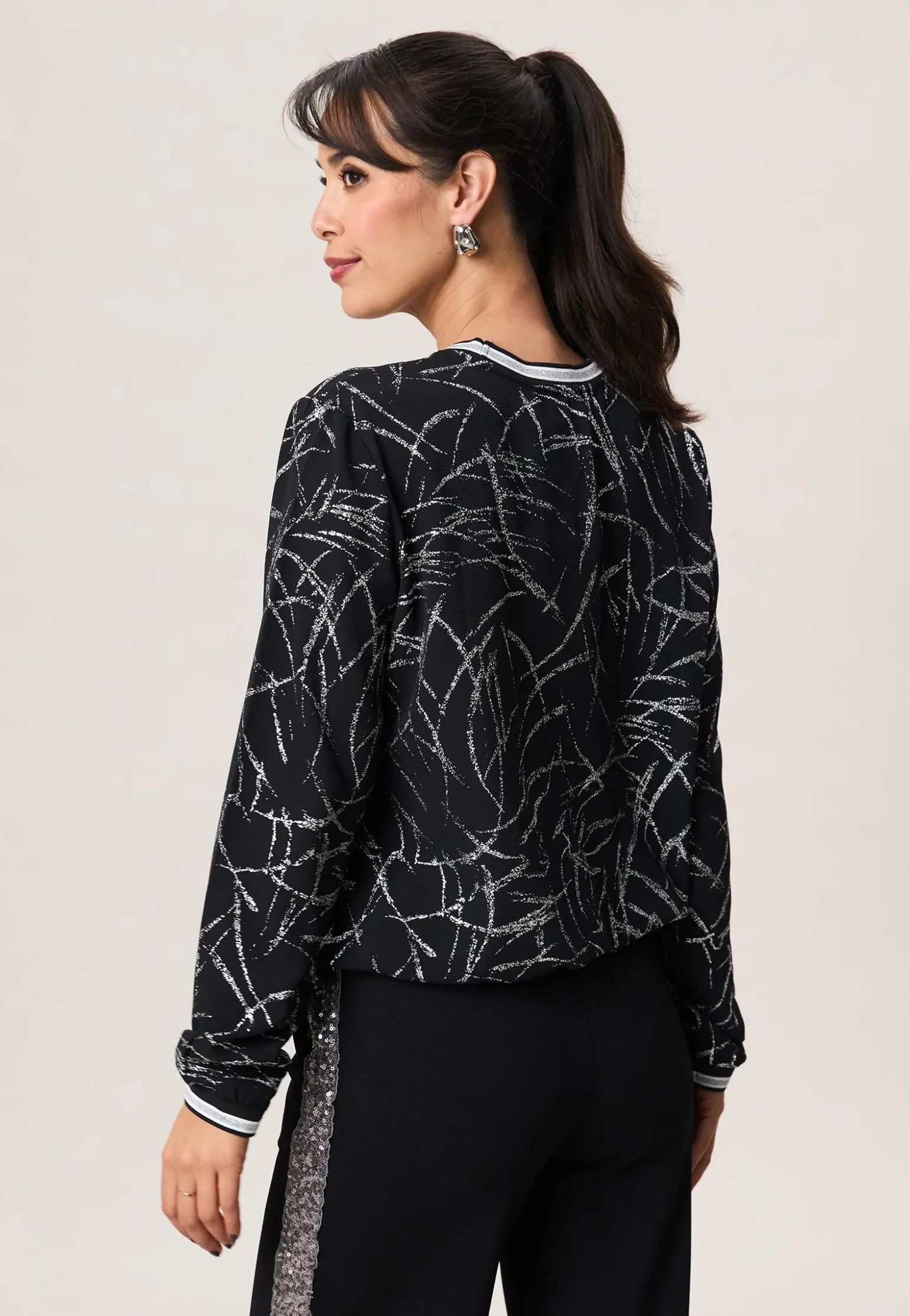 New Miss Etam Blouse print zwart zilver Multi silver