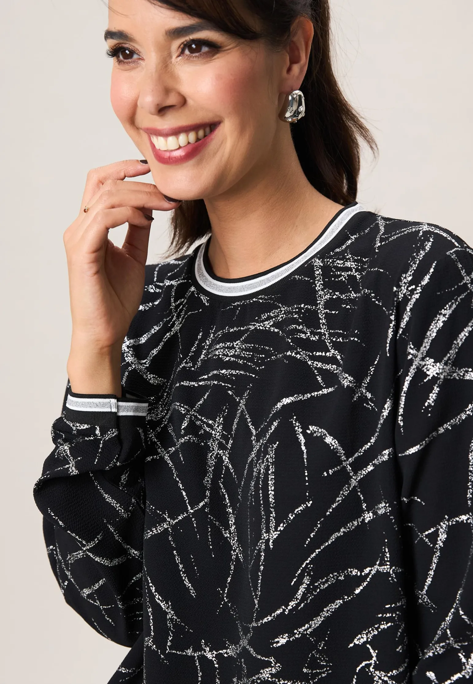 New Miss Etam Blouse print zwart zilver Multi silver