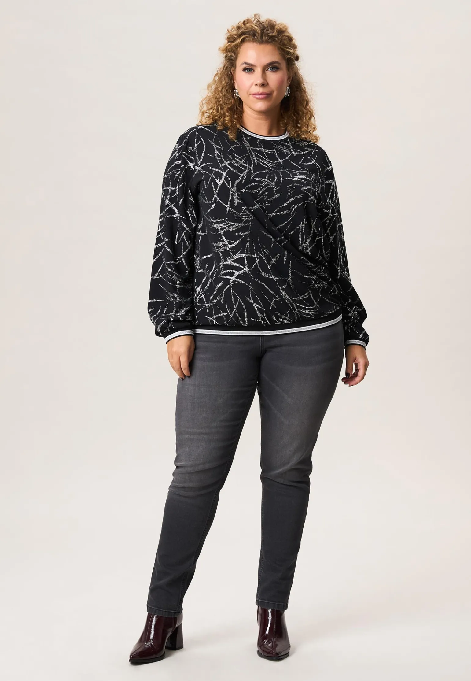 Discount Miss Etam Blouse print zwart zilver Multi silver