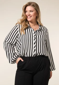 Outlet Miss Etam Blouse streep zwart Multi zwart