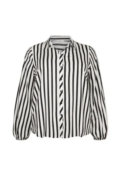 Outlet Miss Etam Blouse streep zwart Multi zwart