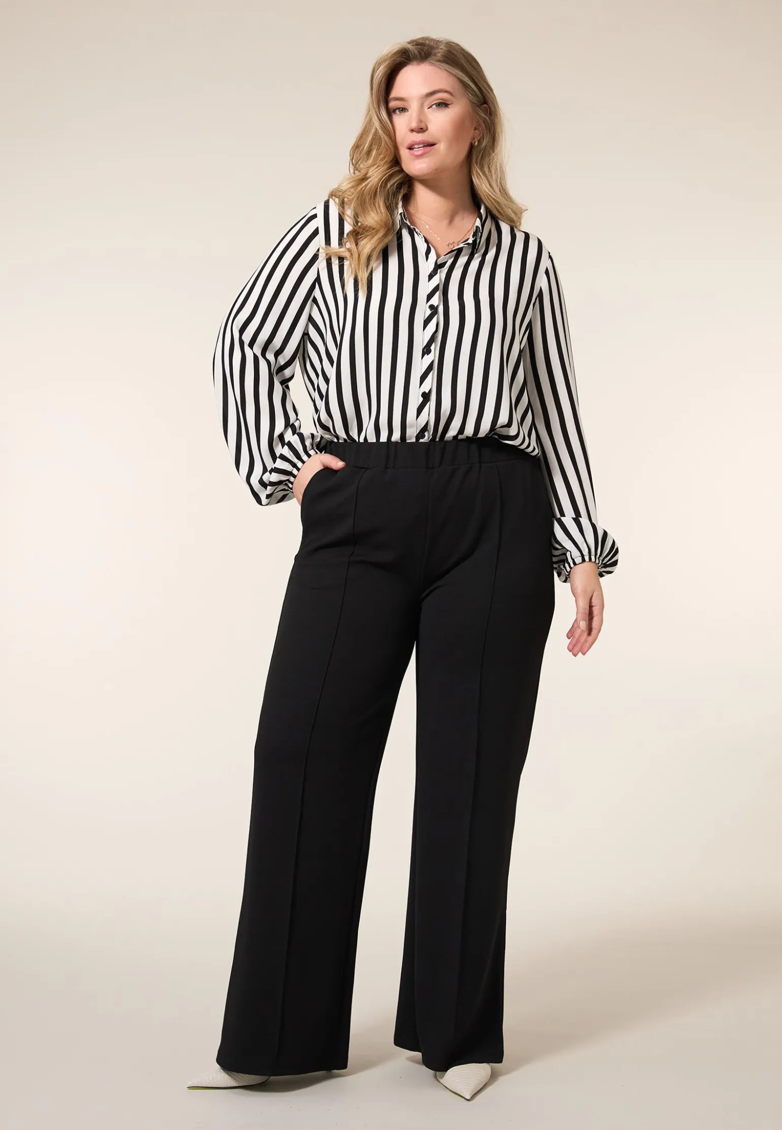 Outlet Miss Etam Blouse streep zwart Multi zwart