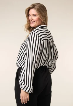 Outlet Miss Etam Blouse streep zwart Multi zwart